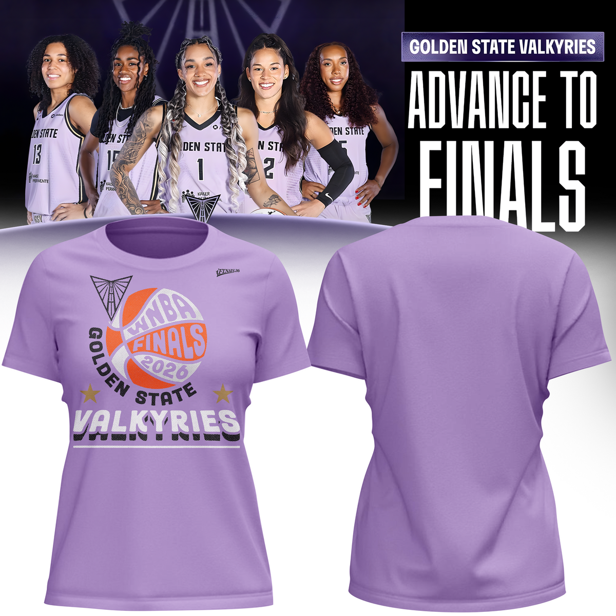 04.(Women's)Limited edition Golden State Valkyries 2026 WNBA Finals T-Shirt- Violet