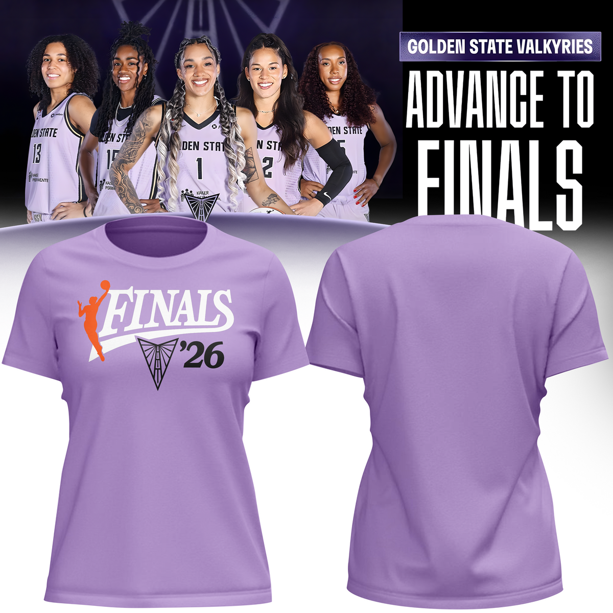 05.(Women's)Limited edition Golden State Valkyries 2026 WNBA Finals T-Shirt- Violet