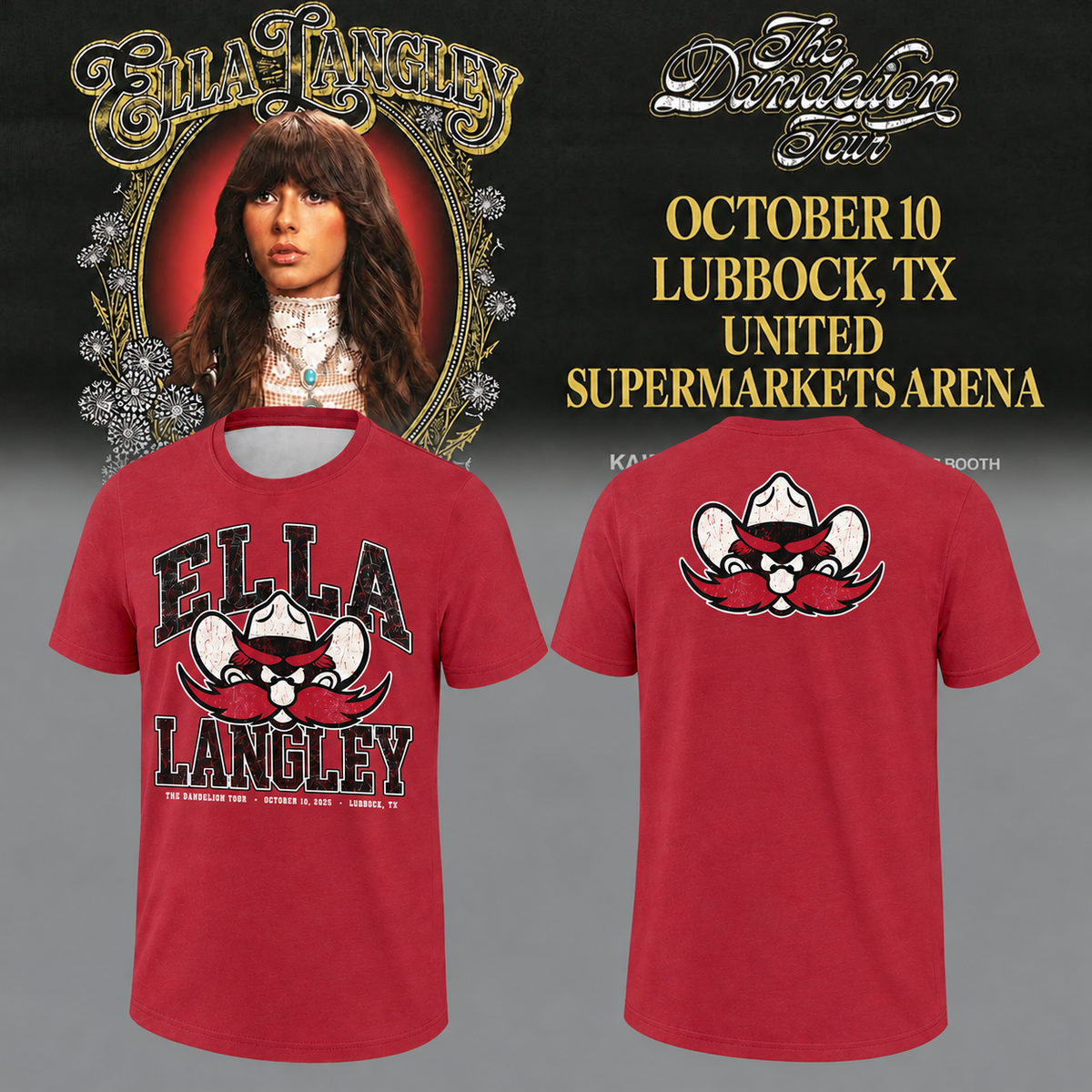 Exclusive T-Shirt Ella Langley x Texas Tech "The Dandelion Tour"!