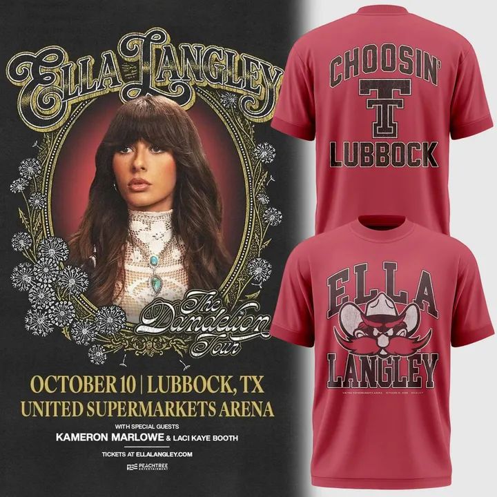 Limited Edition T-Shirt Ella Langley x Texas Tech "The Dandelion Tour"!