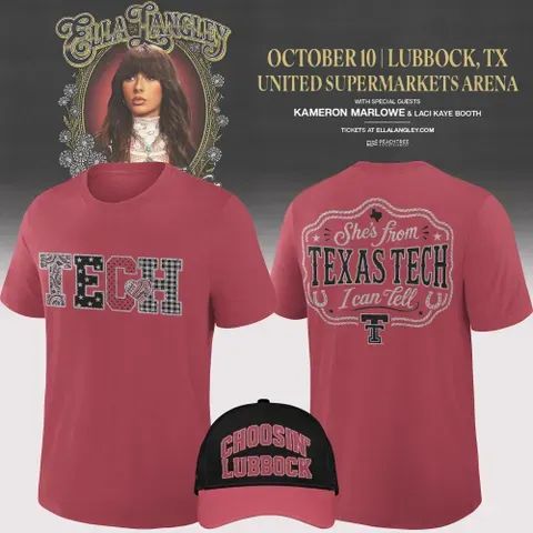 Limited Edition Red T-Shirt Ella Langley x Texas Tech "The Dandelion Tour"