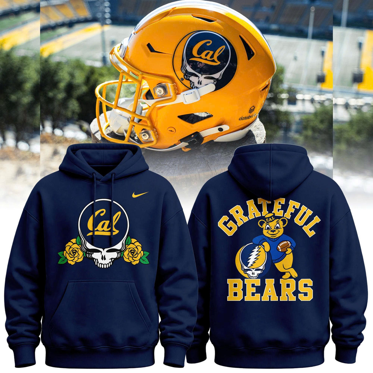New Hoodie Navy Cal Football x Grateful Dead
