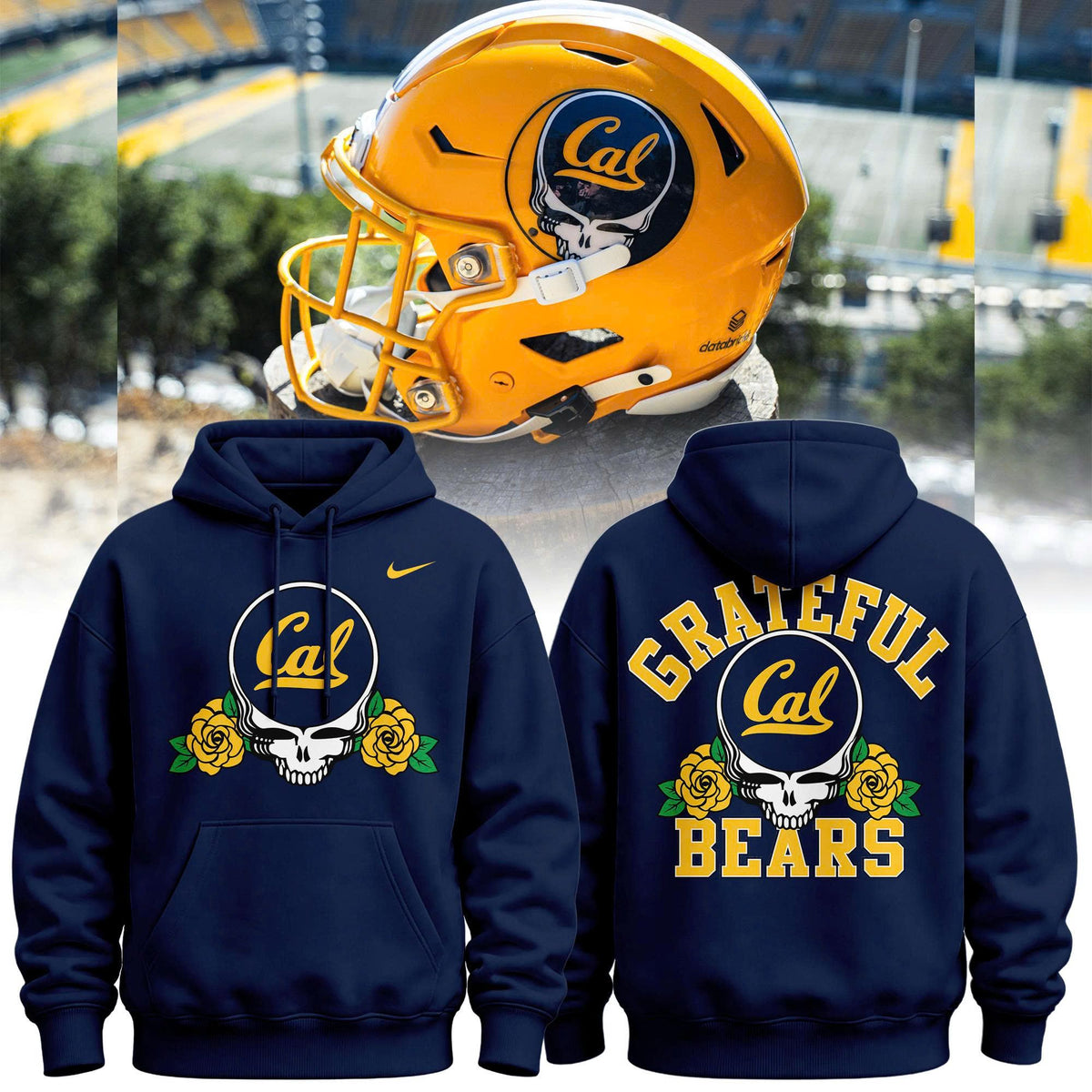 New Hoodie Navy Cal Football x Grateful Dead.