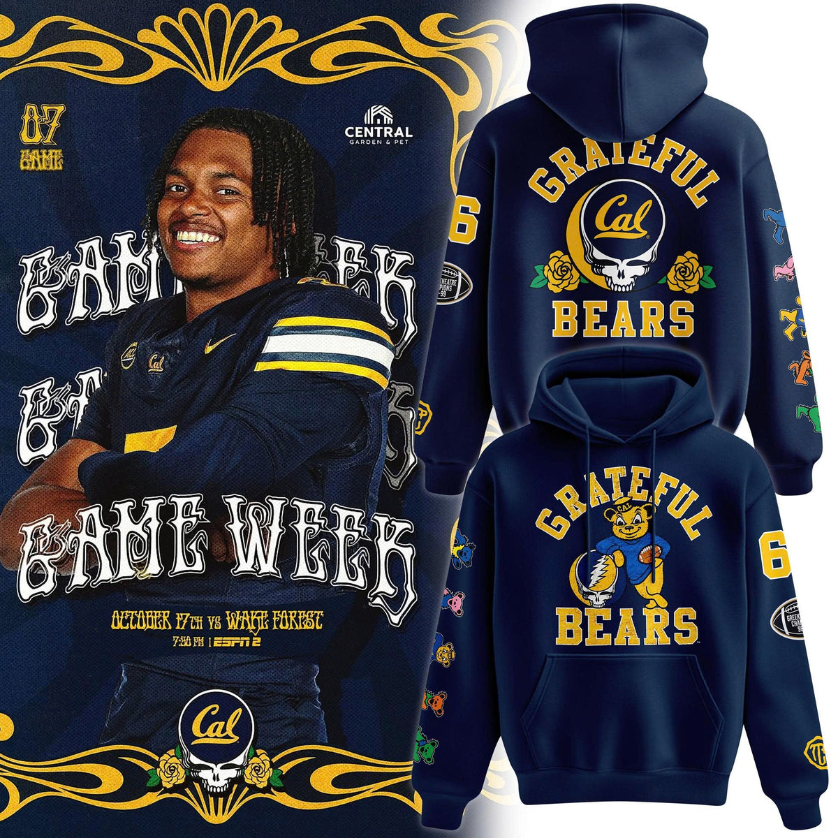 Unisex Cal Football 2026 Grateful Dead Game Hoodie