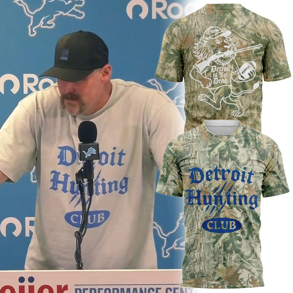 Coach Dan Campbell Detroit Hunting Club Realtree T-shirt