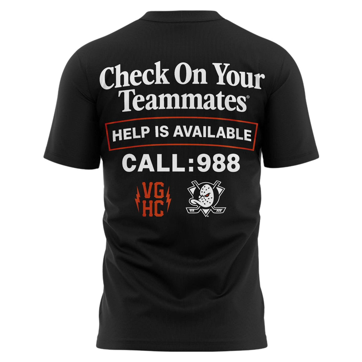 Unisex Black Anaheim Ducks "Check On Your Teammates" T-shirt
