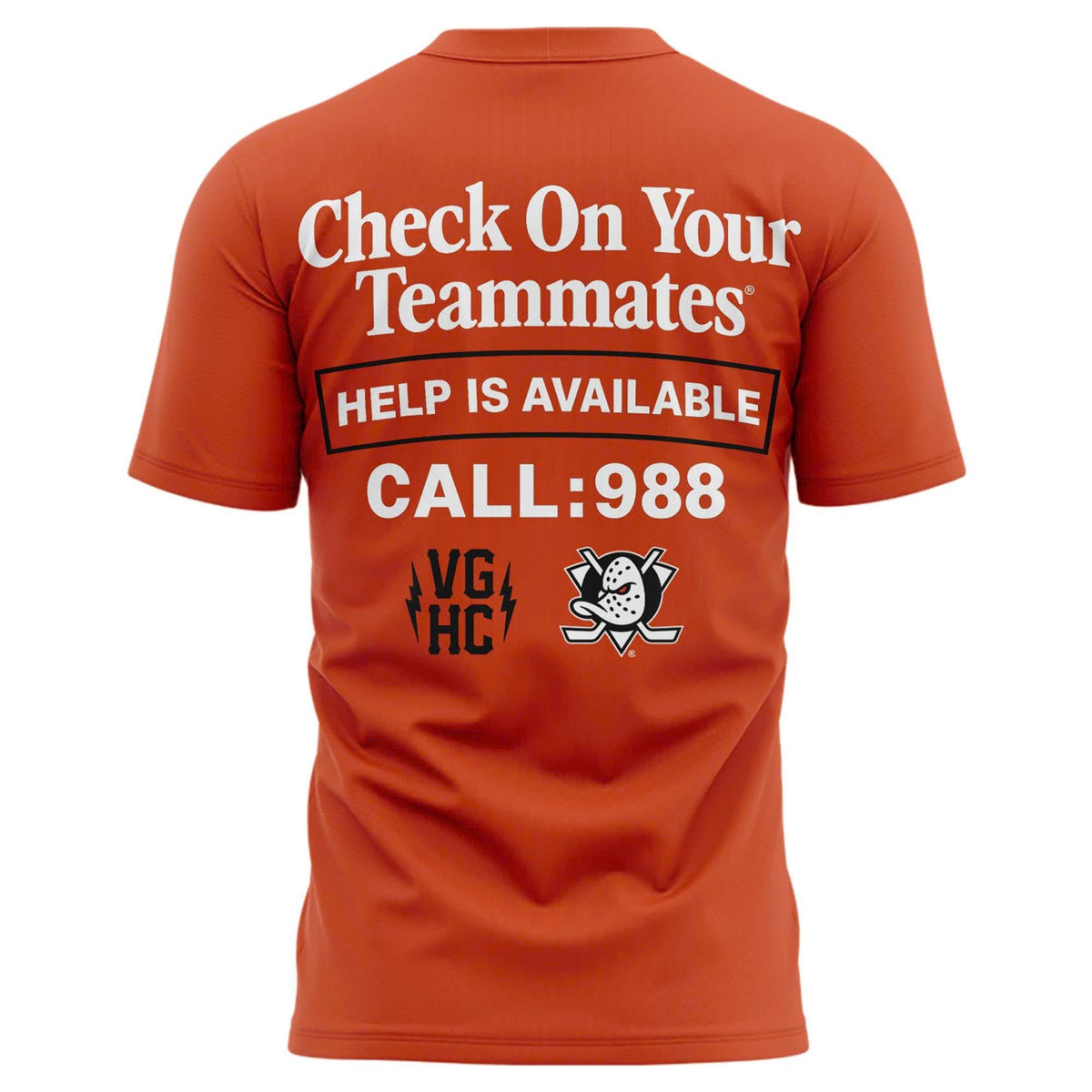 Unisex Orange Anaheim Ducks "Check On Your Teammates" T-shirt