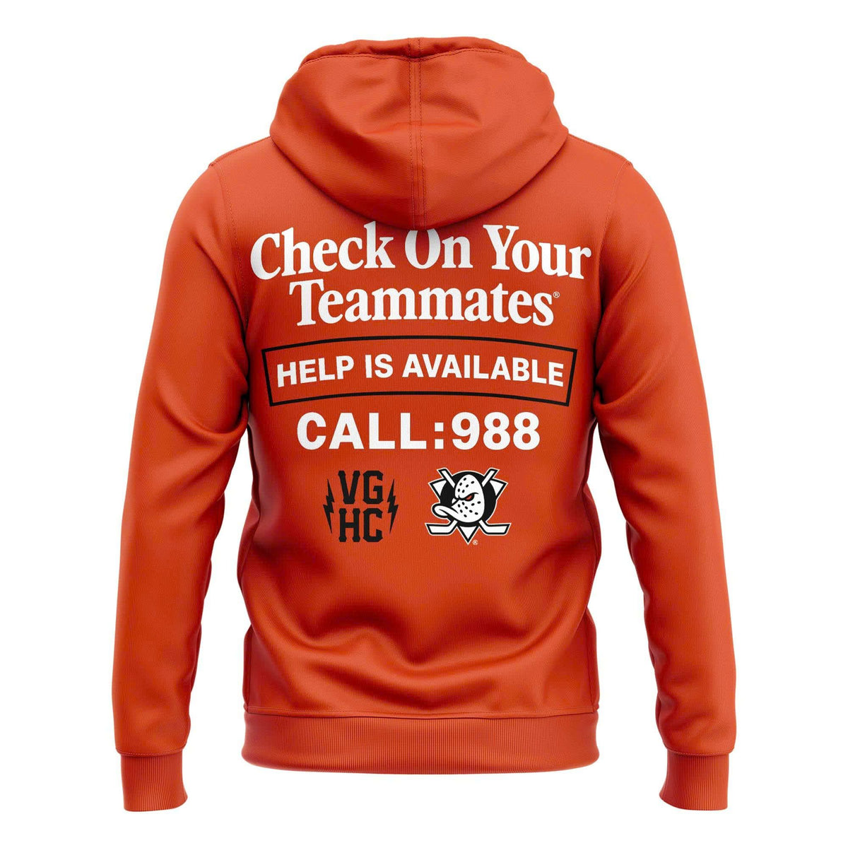 Unisex Orange Anaheim Ducks "Check On Your Teammates" Hoodie
