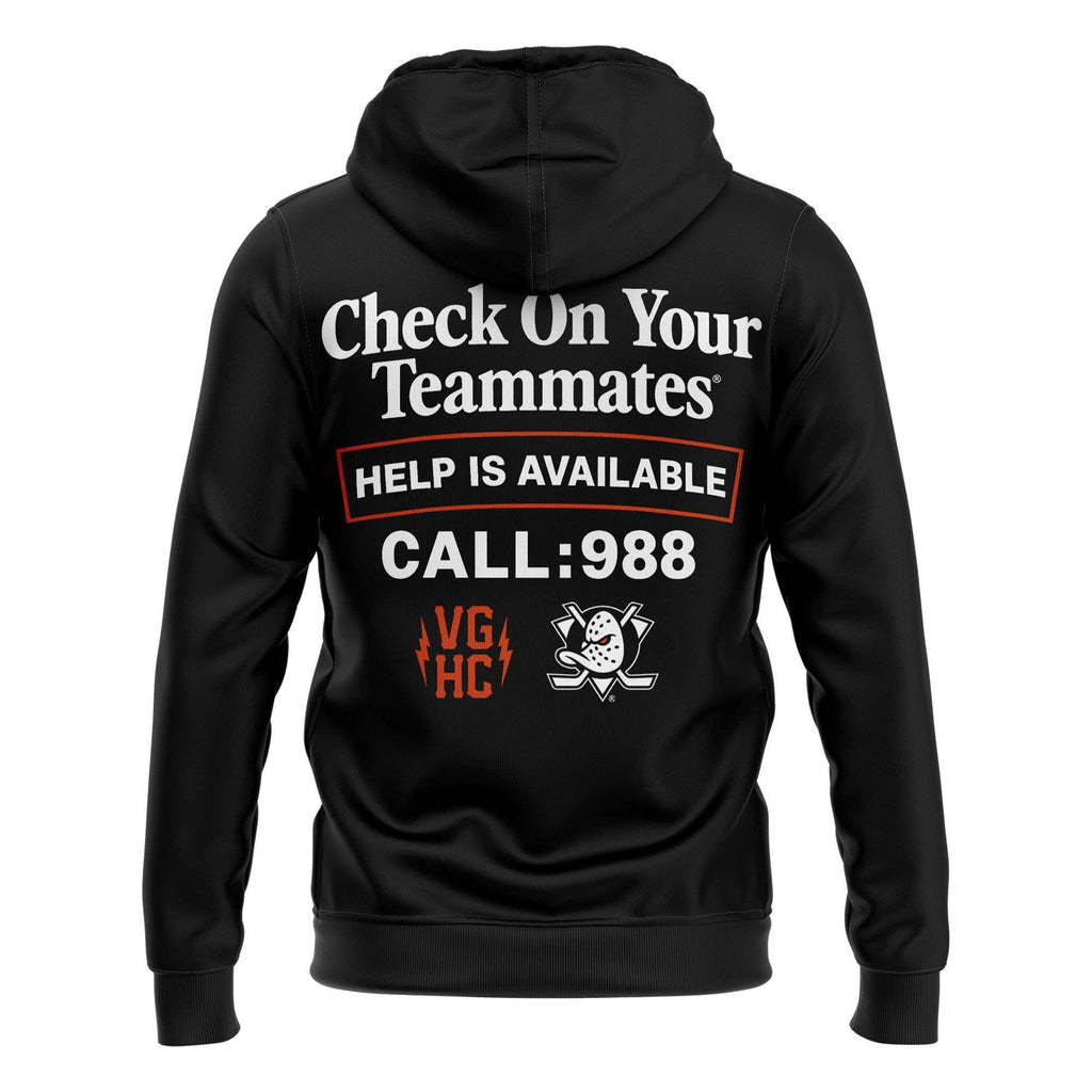 Unisex Black Anaheim Ducks "Check On Your Teammates" Hoodie