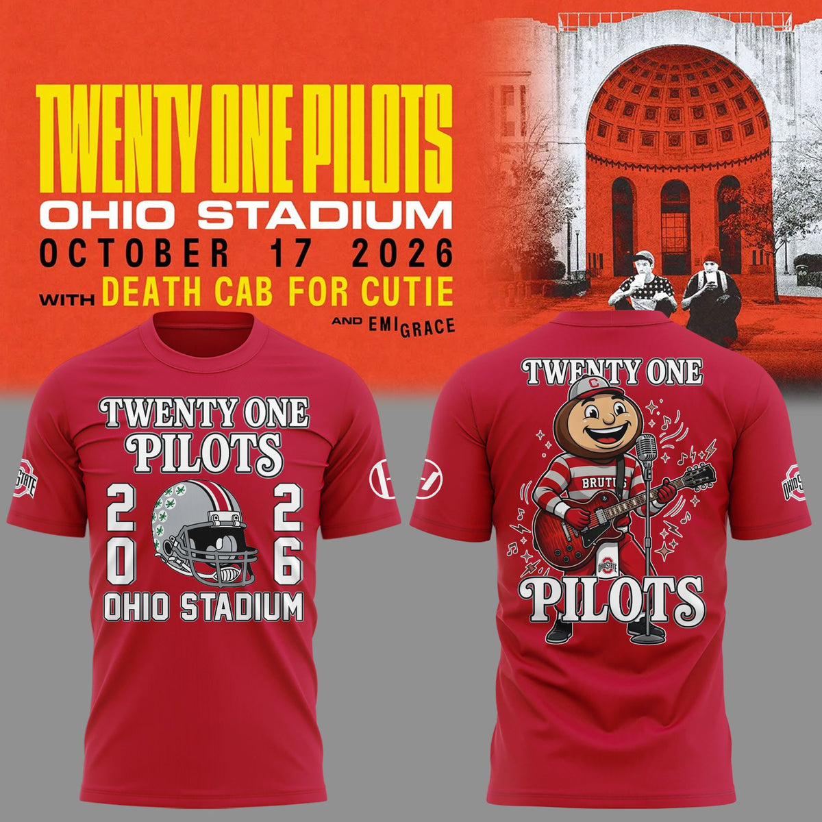 Twenty One Pilots x Ohio State Buckeyes Football T-Shirt 55 Reviews