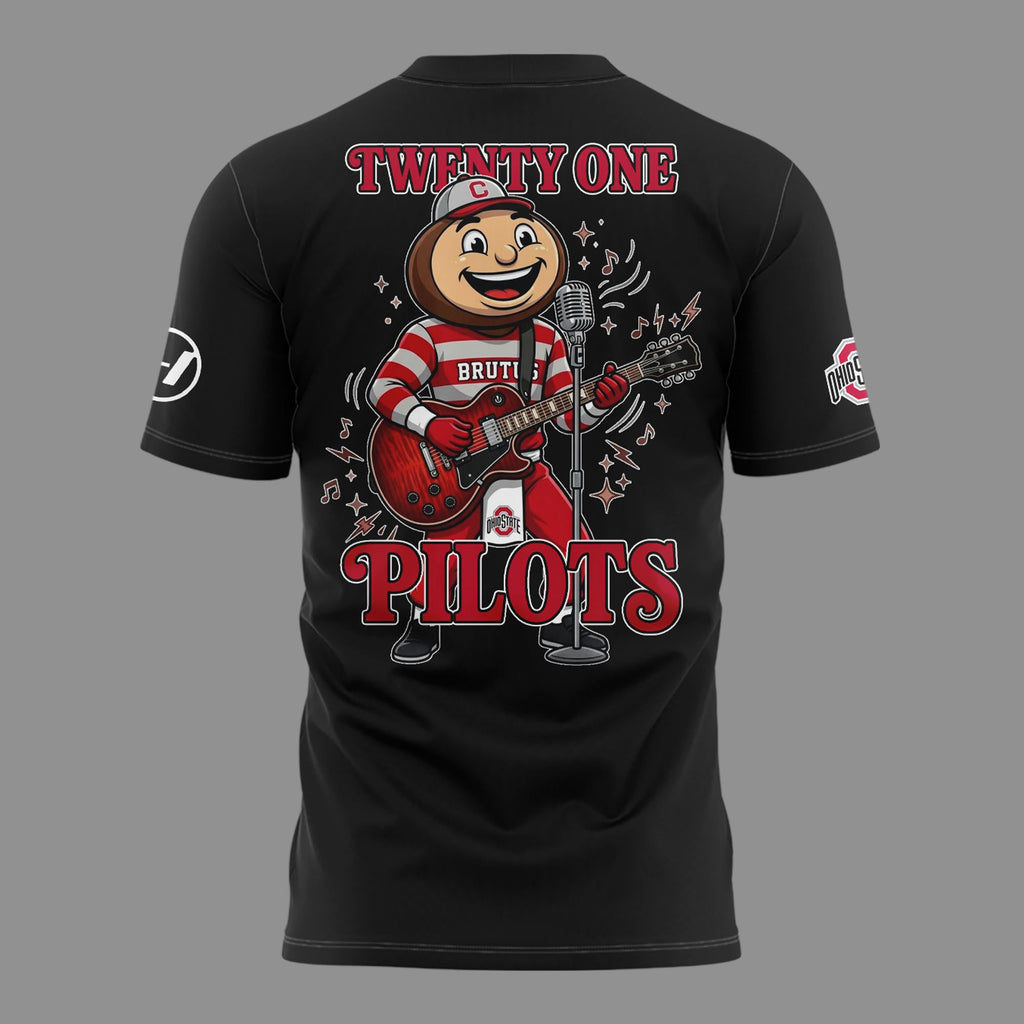 01.06. Black Shirt Twenty One Pilots x Ohio State Buckeyes Football T-Shirt