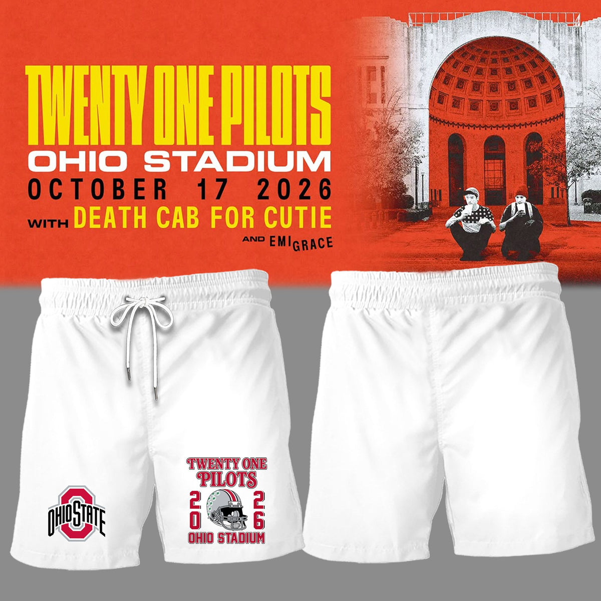 01.12. White Shirt Twenty One Pilots x Ohio State Buckeyes Football T-Shirt