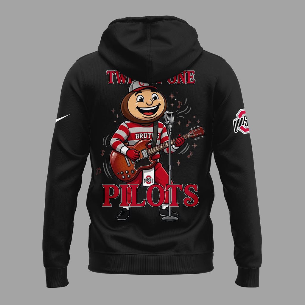 01.38. Black Hoodie Twenty One Pilots x Ohio State Buckeyes Football Hoodie