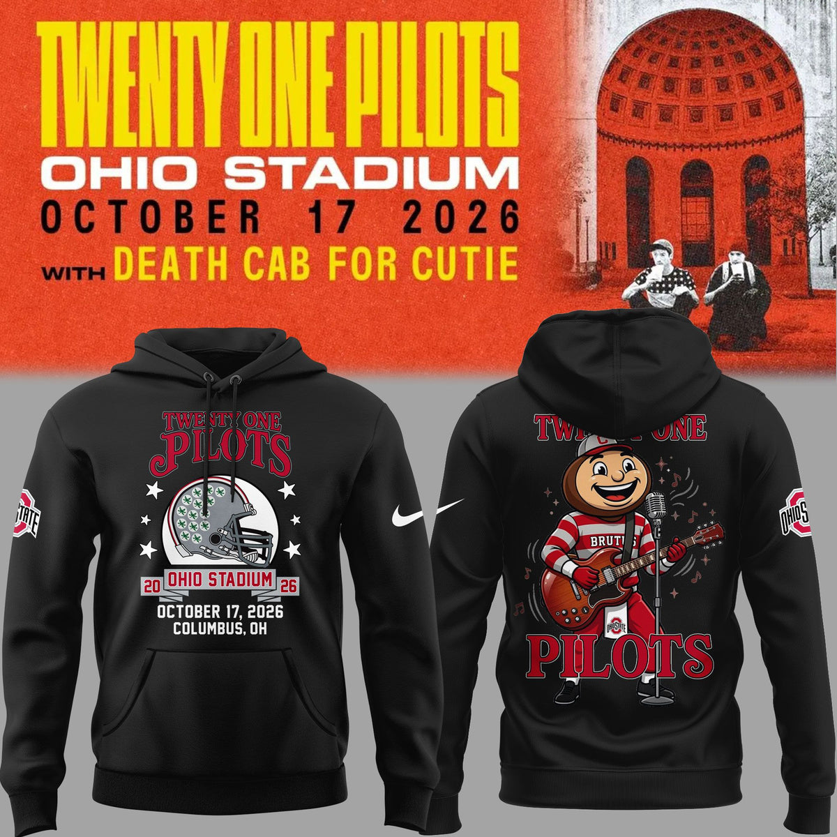 Hoodie Twenty One Pilots x Ohio State Buckeyes Football Hoodie