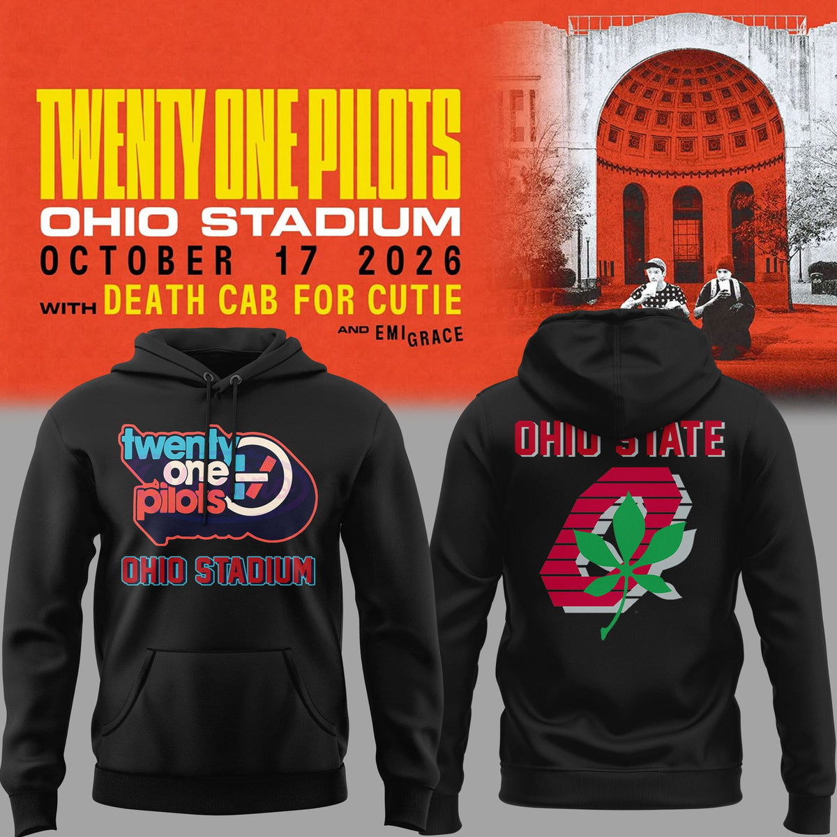 Limited Edition Twenty One Pilots x Ohio State Buckeyes Football Hoodie