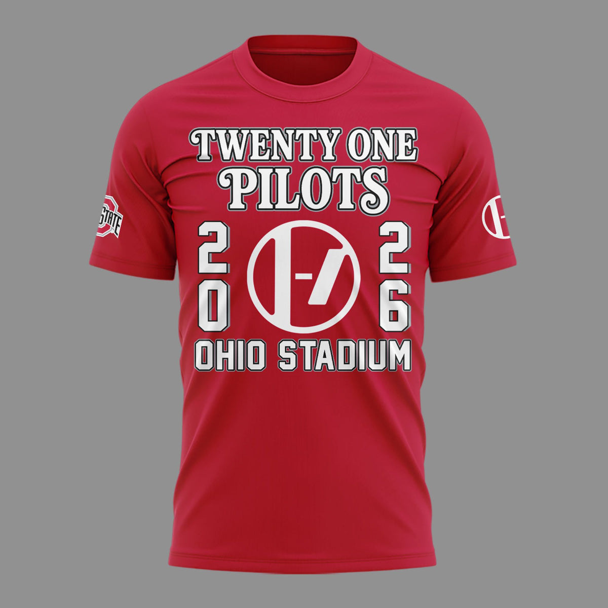 01.08. Twenty One Pilots x Ohio State Buckeyes Football - Ohio Stadium October 17 2026 Red T-Shirt