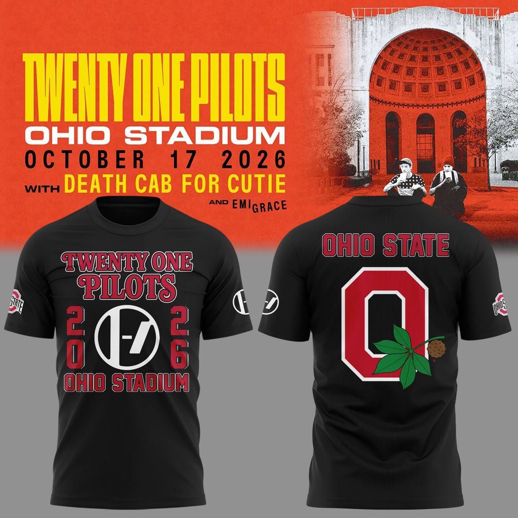 01.34. Black ShirtTwenty One Pilots x Ohio State Buckeyes Football - Ohio Stadium October 17 2026 T-Shirt