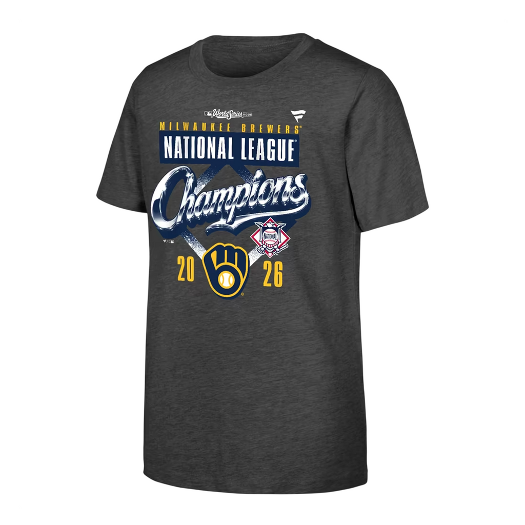 01.Milwaukee Brewers 2026 National League Champions T-Shirt - Heather Charcoal