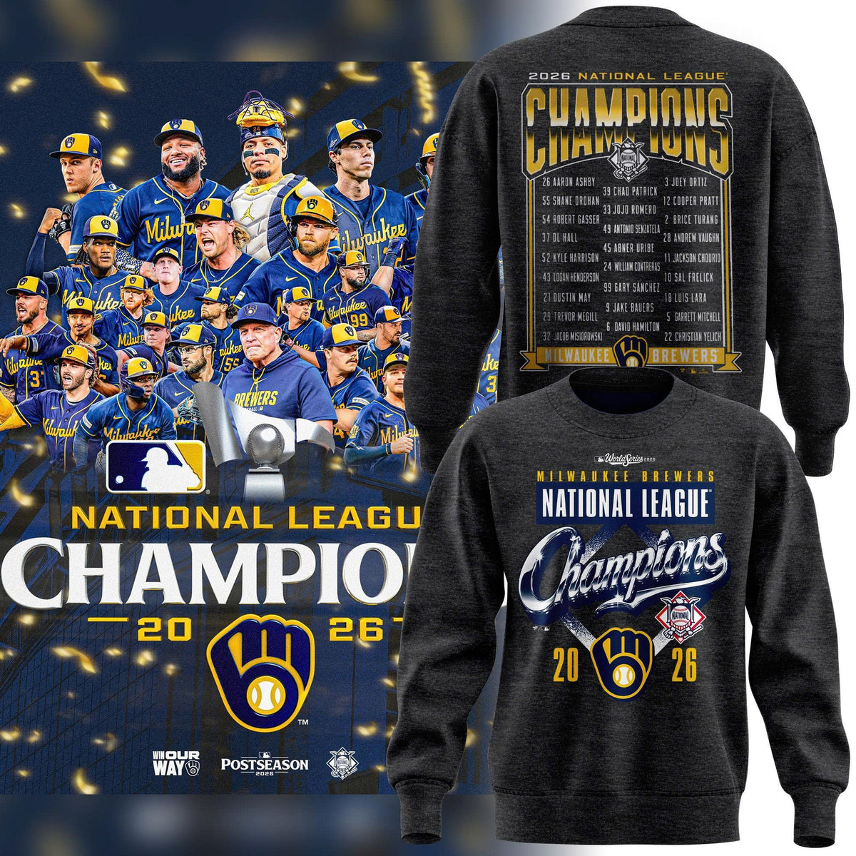 Limited Edition Sweatshirt Milwaukee Brewers 2026 National League Champions Locker Room
