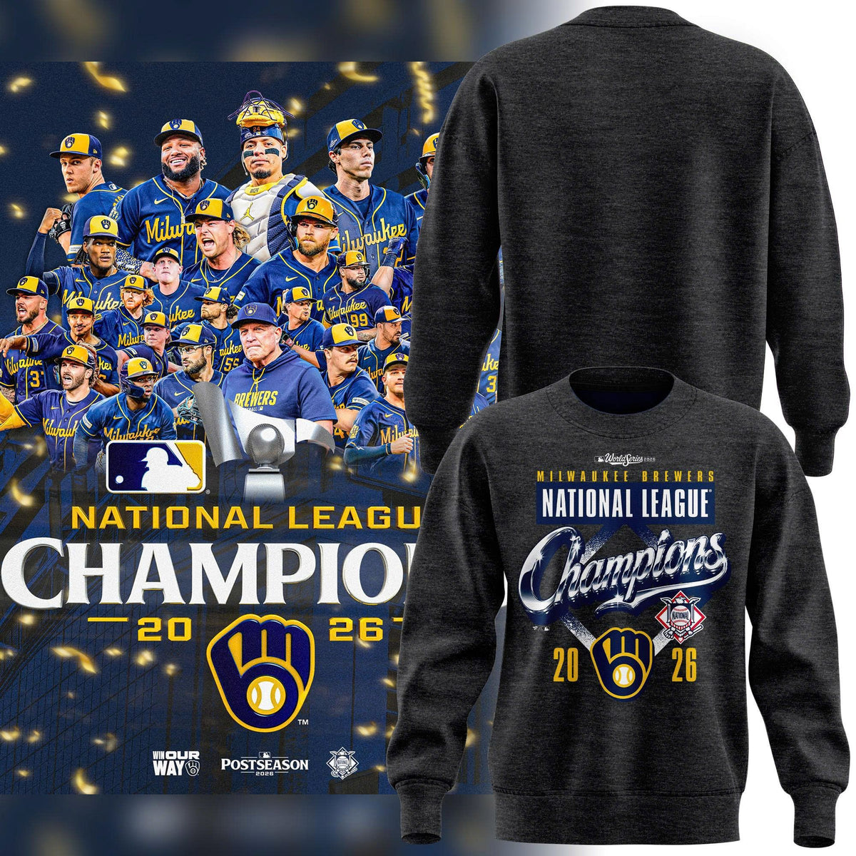 Limited Edition Sweatshirt Milwaukee Brewers 2026 National League Champions Locker Room.