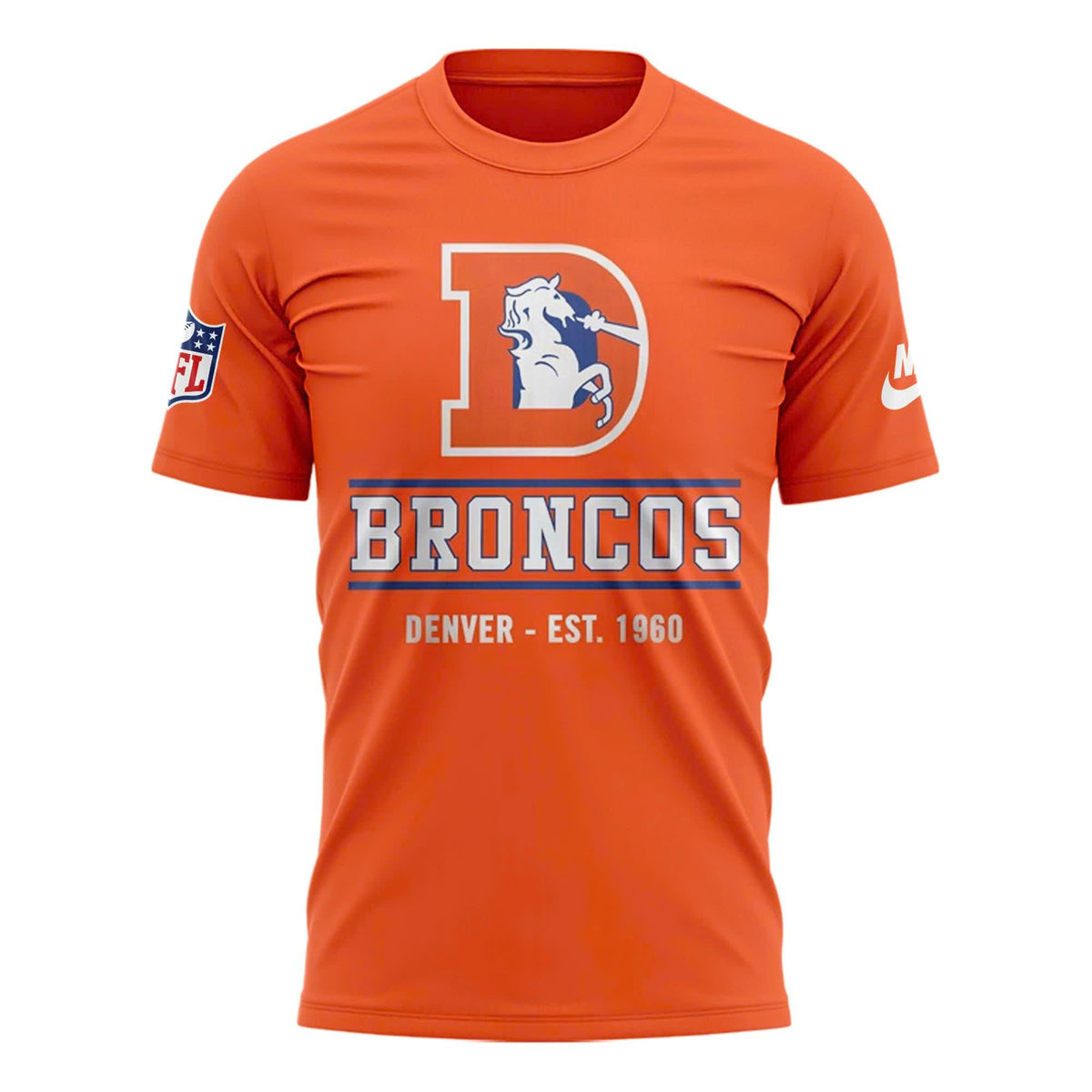 Unisex Orange Denver Broncos 2026 Throwback T-shirt