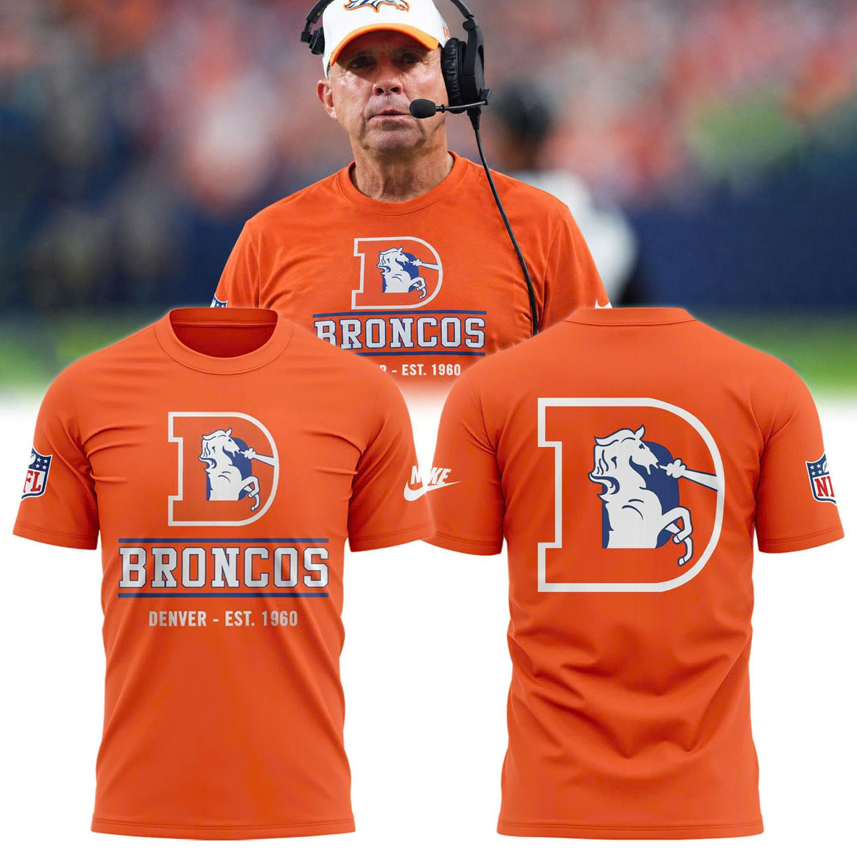Unisex Orange Denver Broncos 2026 Throwback T-shirt