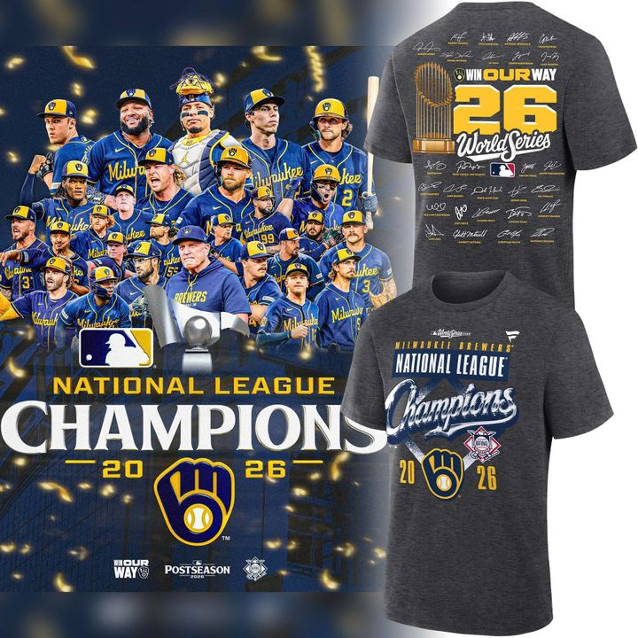 05.Milwaukee Brewers 2026 National League Champions T-Shirt - Heather Charcoal