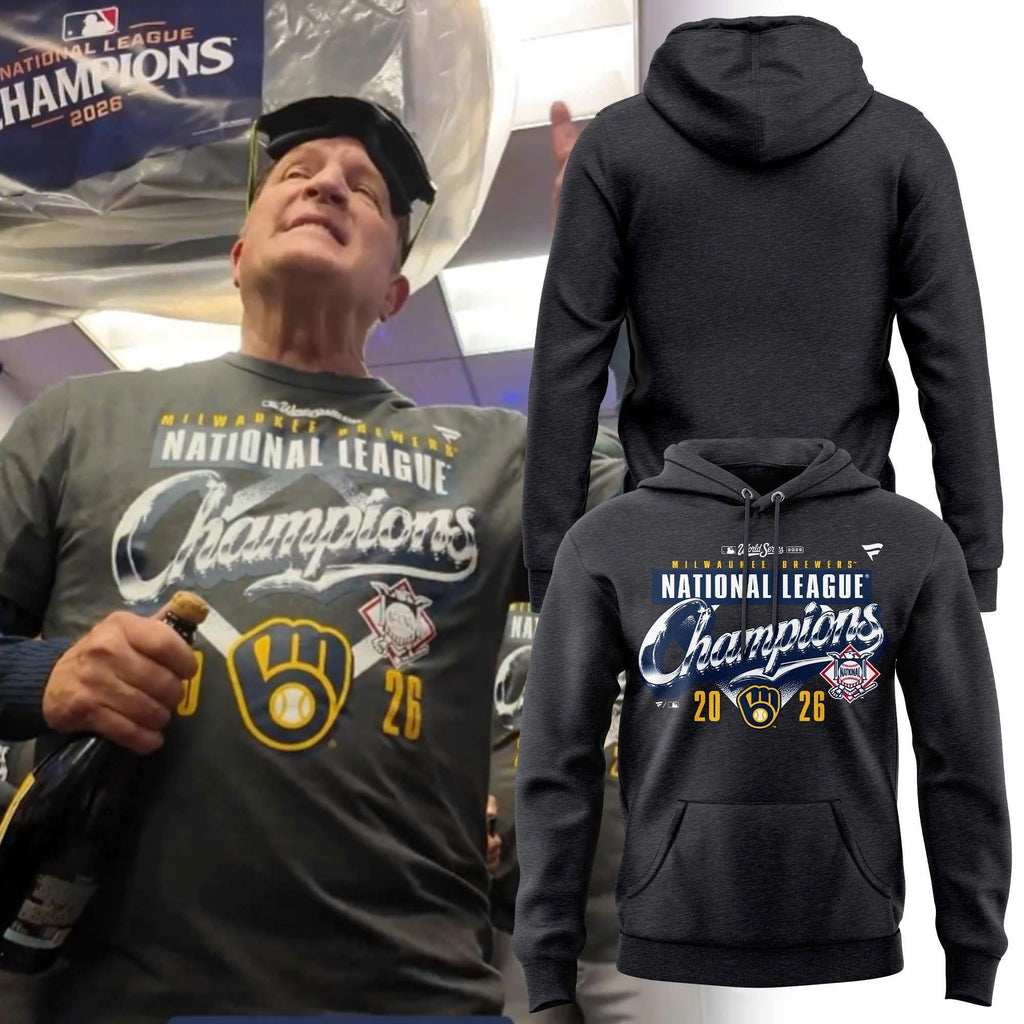 Men's Milwaukee Brewers Heather Charcoal 2026 National League Champions Locker Room Hoodie