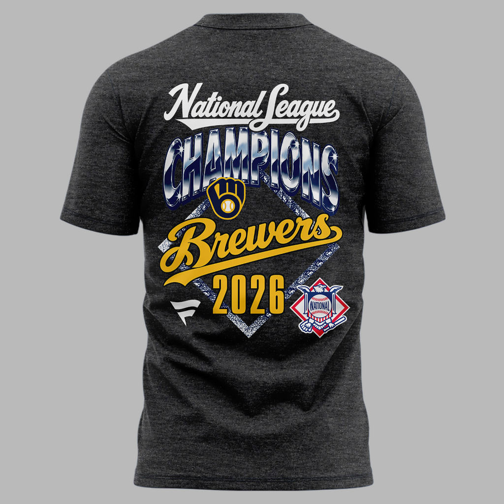 Milwaukee Brewers Fanatics 2026 National League Champions Locker Room T-Shirt - Heather Charcoal