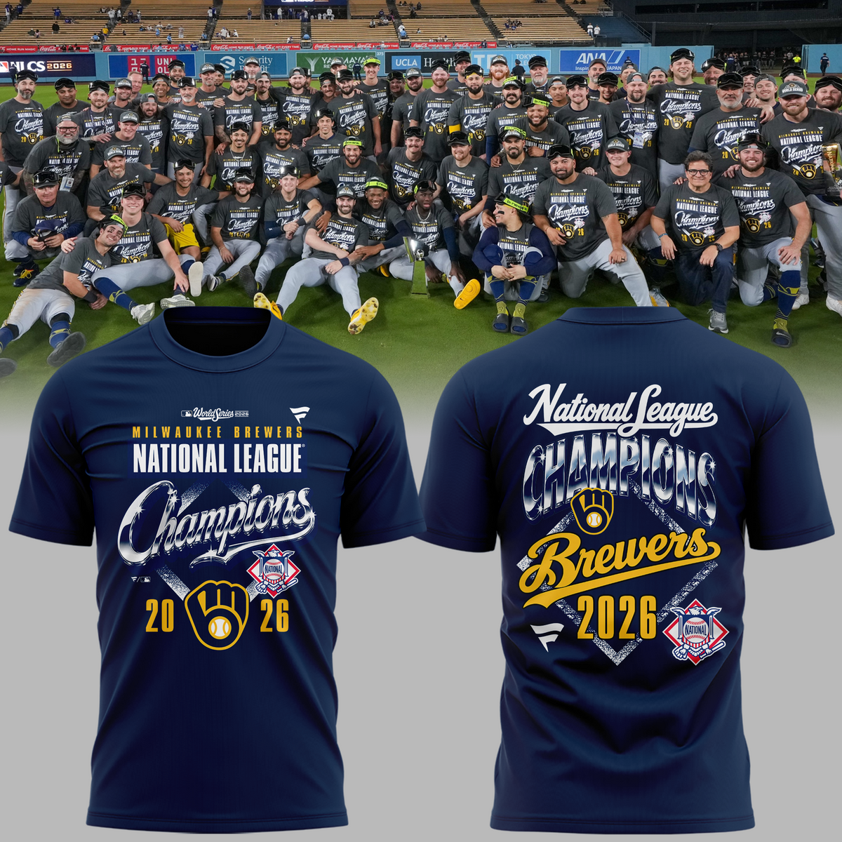 Milwaukee Brewers 2026 National League Champions Locker Room T-Shirt - Navy