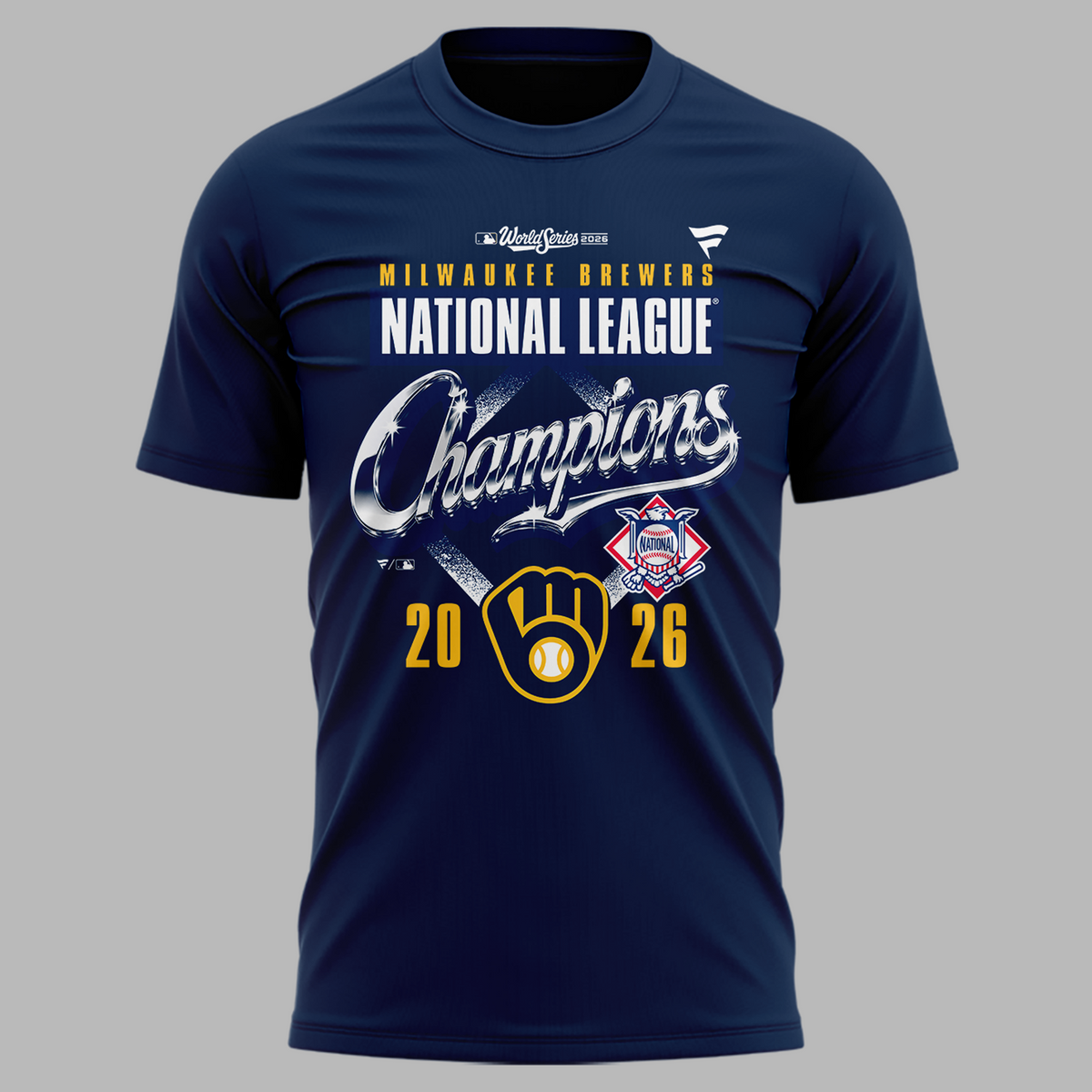 Milwaukee Brewers Fanatics 2026 National League Champions Locker Room T-Shirt - Navy