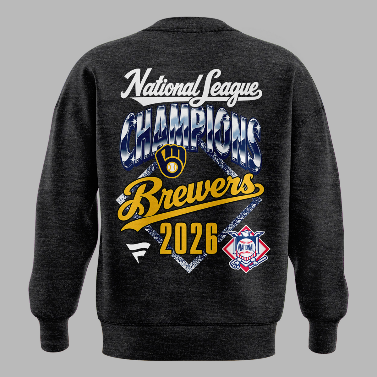 Milwaukee Brewers 2026 National League Champions Locker Room Sweatshirt - Heather Charcoal