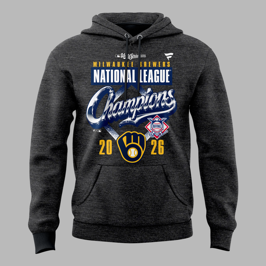 Milwaukee Brewers 2026 National League Champions Locker Room Hoodie - Heather Charcoal