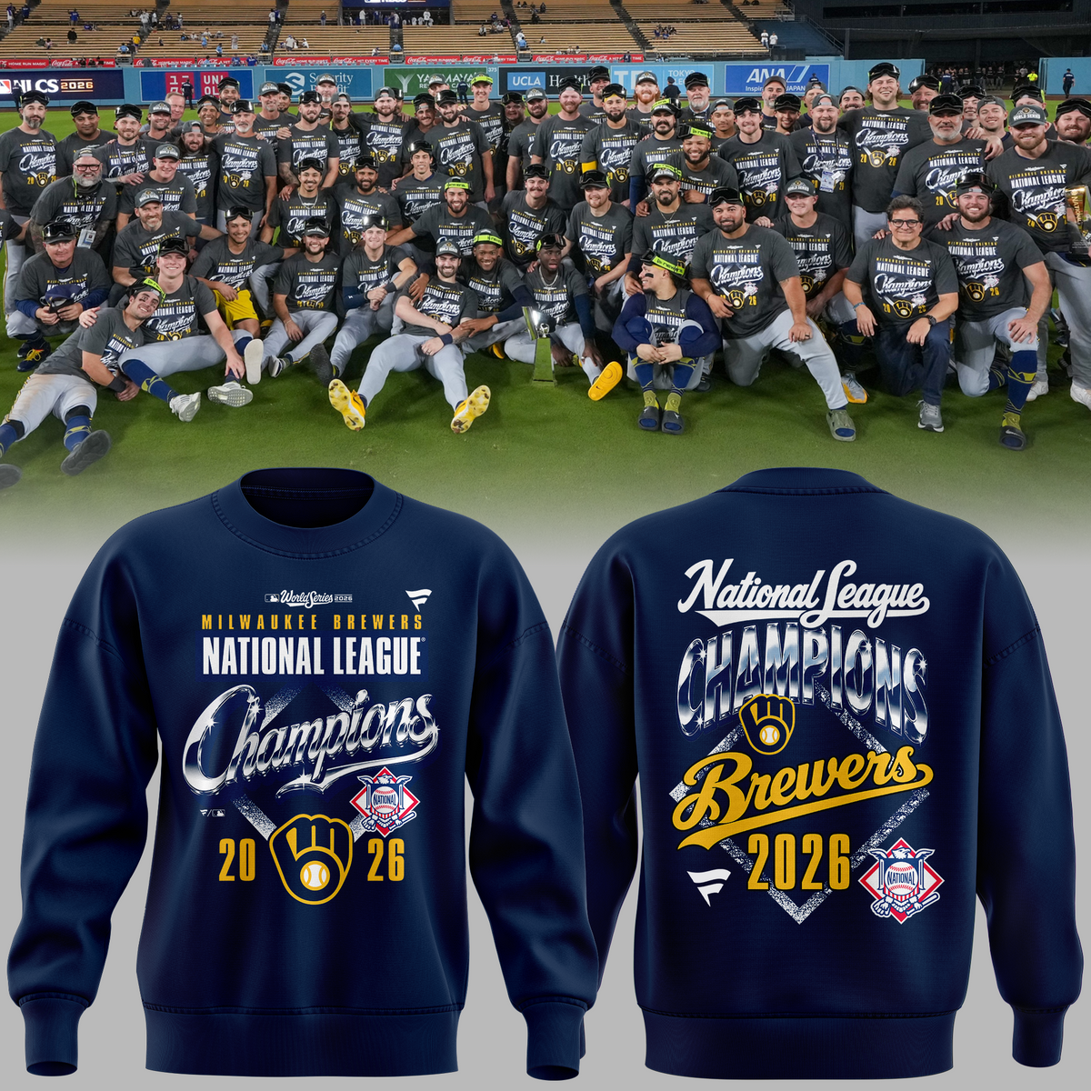 Milwaukee Brewers 2026 National League Champions Locker Room Sweatshirt - Navy