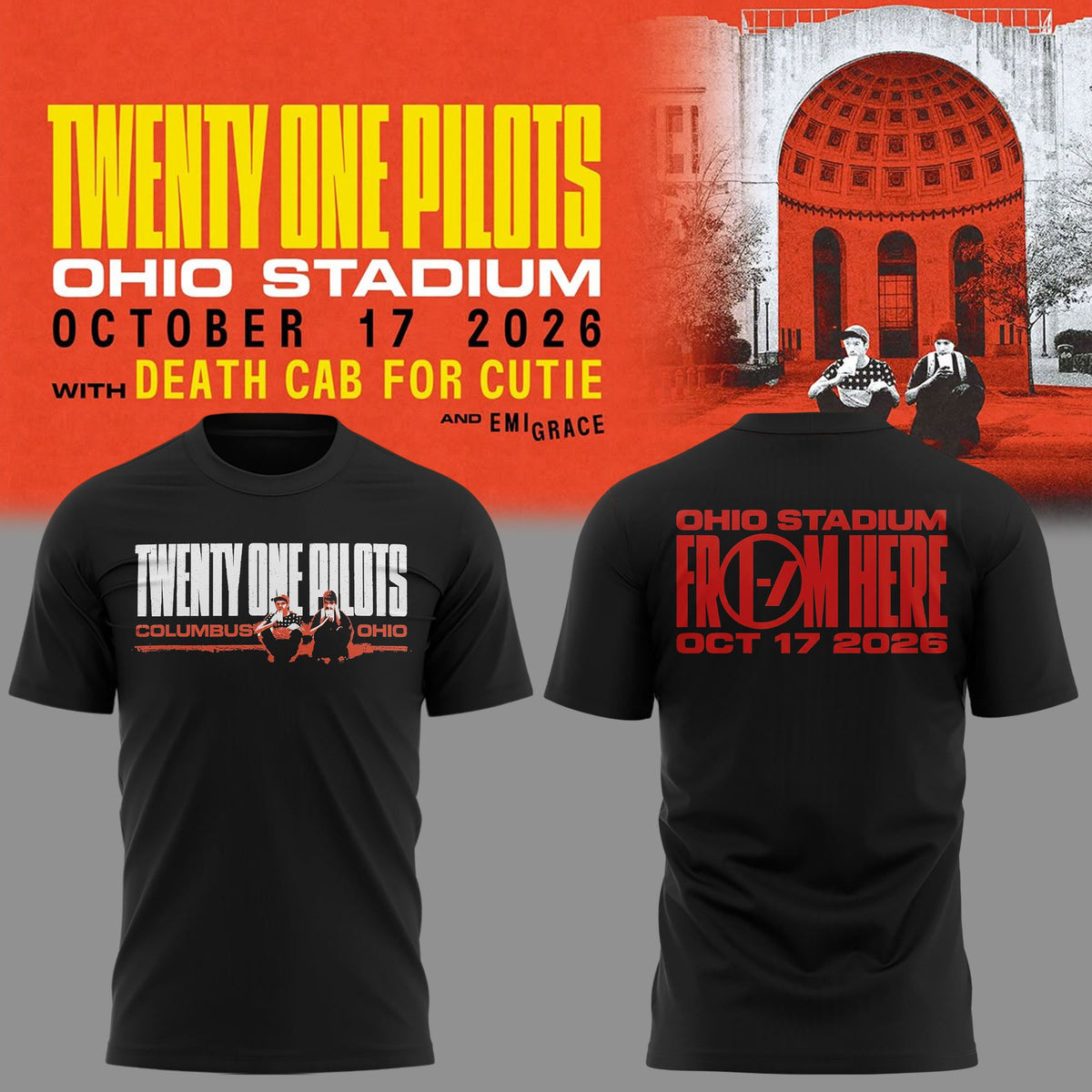 Black Shirt Twenty One Pilots Live At Ohio Stadium 2026 T-Shirt