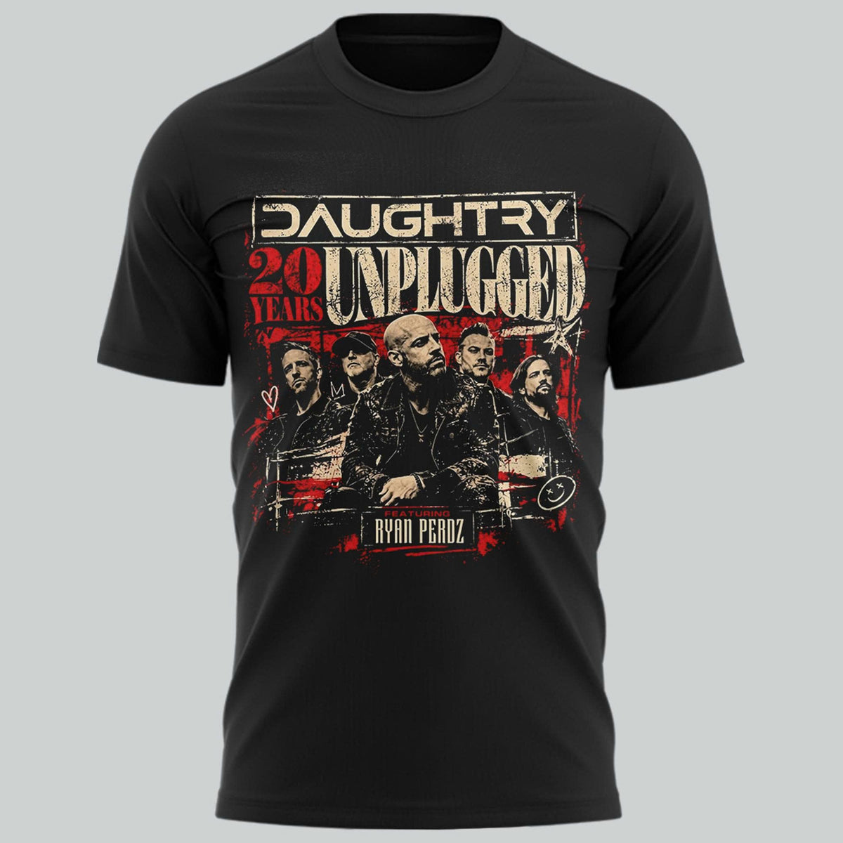 Daughtry 20 Years Unplugged Tour 2026 Rock Music Concert Black T-Shirt