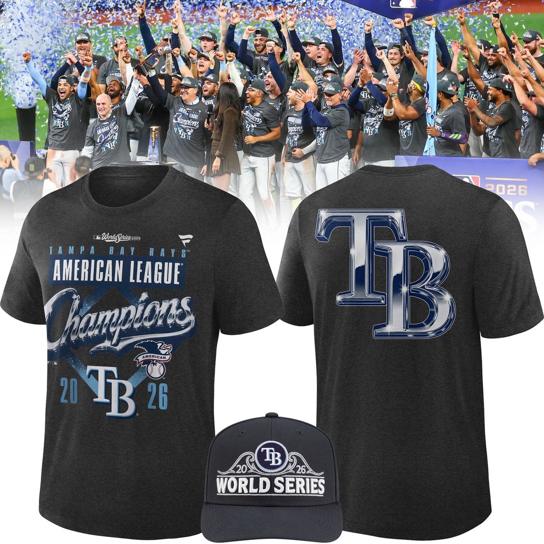 Tampa Bay Rays Fanatics 2026 American League Champions Locker Room T-Shirt - Heather Charcoal