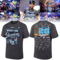 2026 Exclusive Tampa Bay Rays Fanatics Heather Charcoal American League Champions Locker Room T-Shirt Team Signatures Print