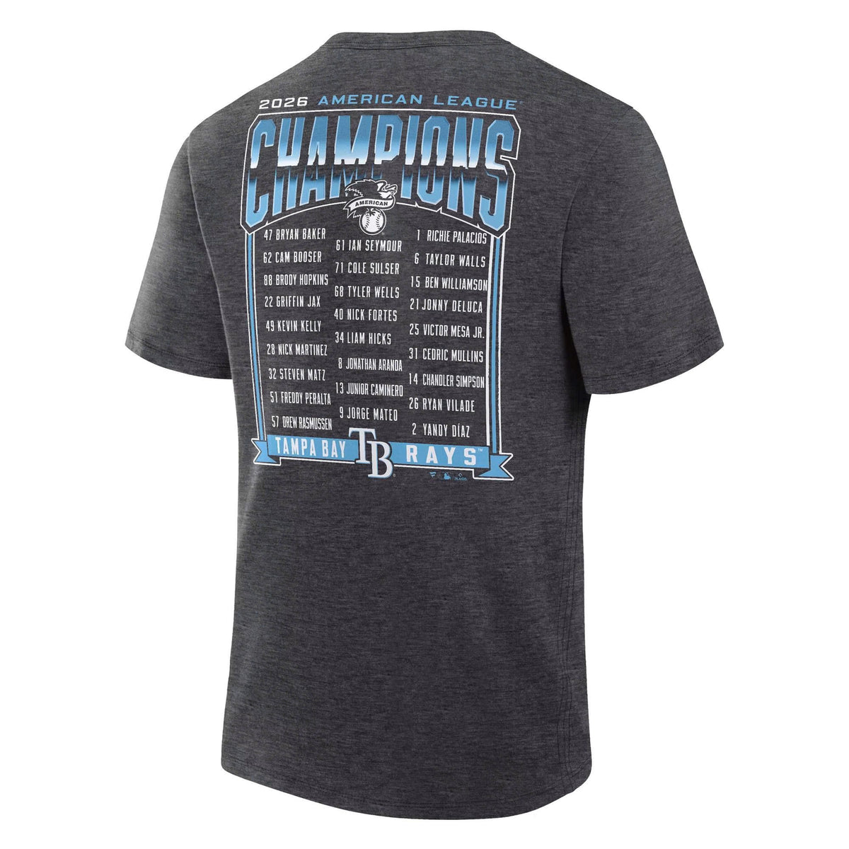 2026 Exclusive Tampa Bay Rays Fanatics Heather Charcoal American League Champions Locker Room T-Shirt