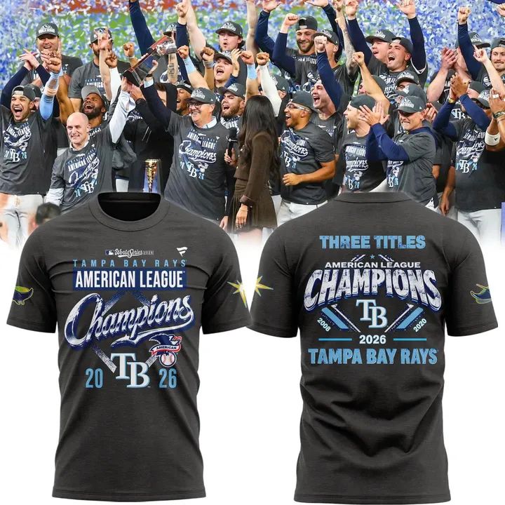 2026 Limited edition Tampa Bay Rays Fanatics Heather Charcoal American League Champions Locker Room T-Shirt Gray