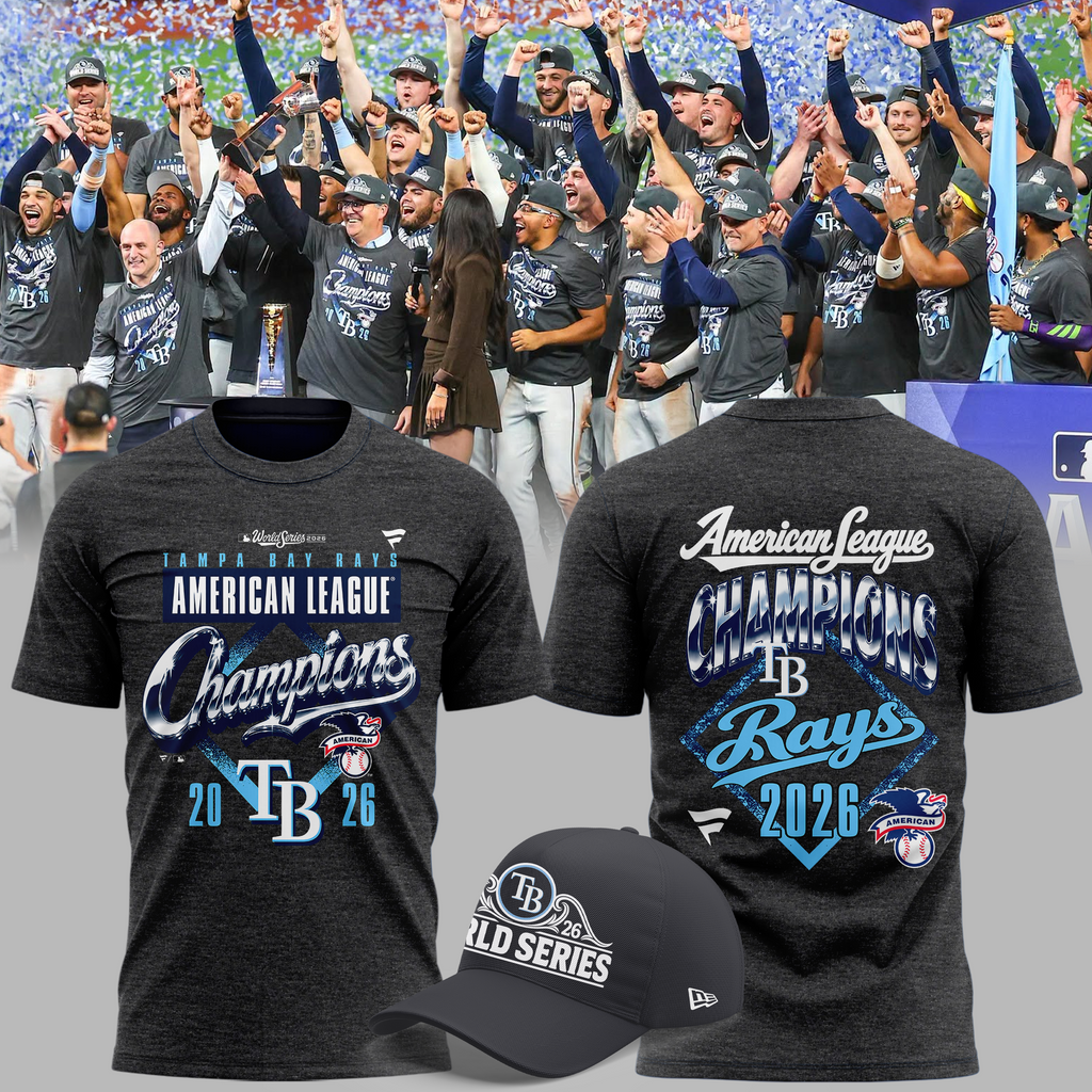 Tampa Bay Rays 2026 American League Champions Locker Room Tee - Heather Charcoal
