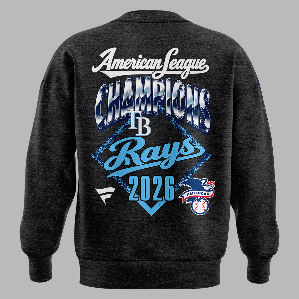 Tampa Bay Rays 2026 American League Champions Locker Room Sweatshirt - Heather Charcoal