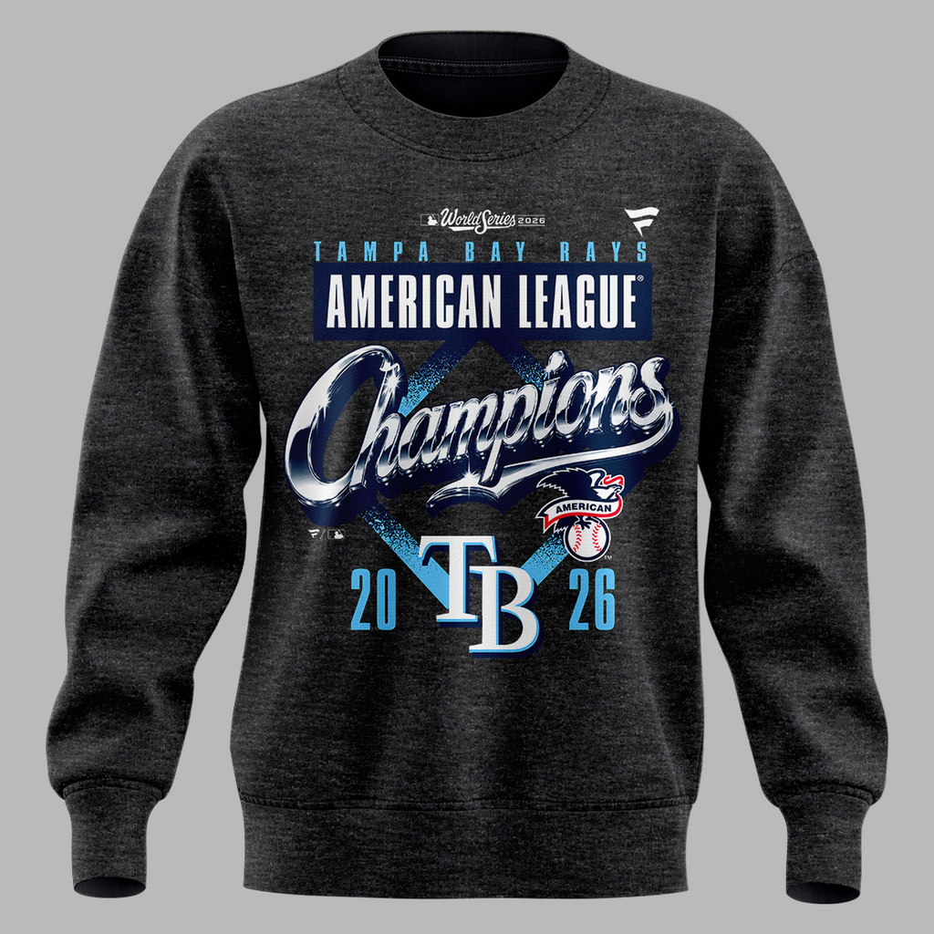 Tampa Bay Rays 2026 American League Champions Locker Room Sweatshirt - Heather Charcoal