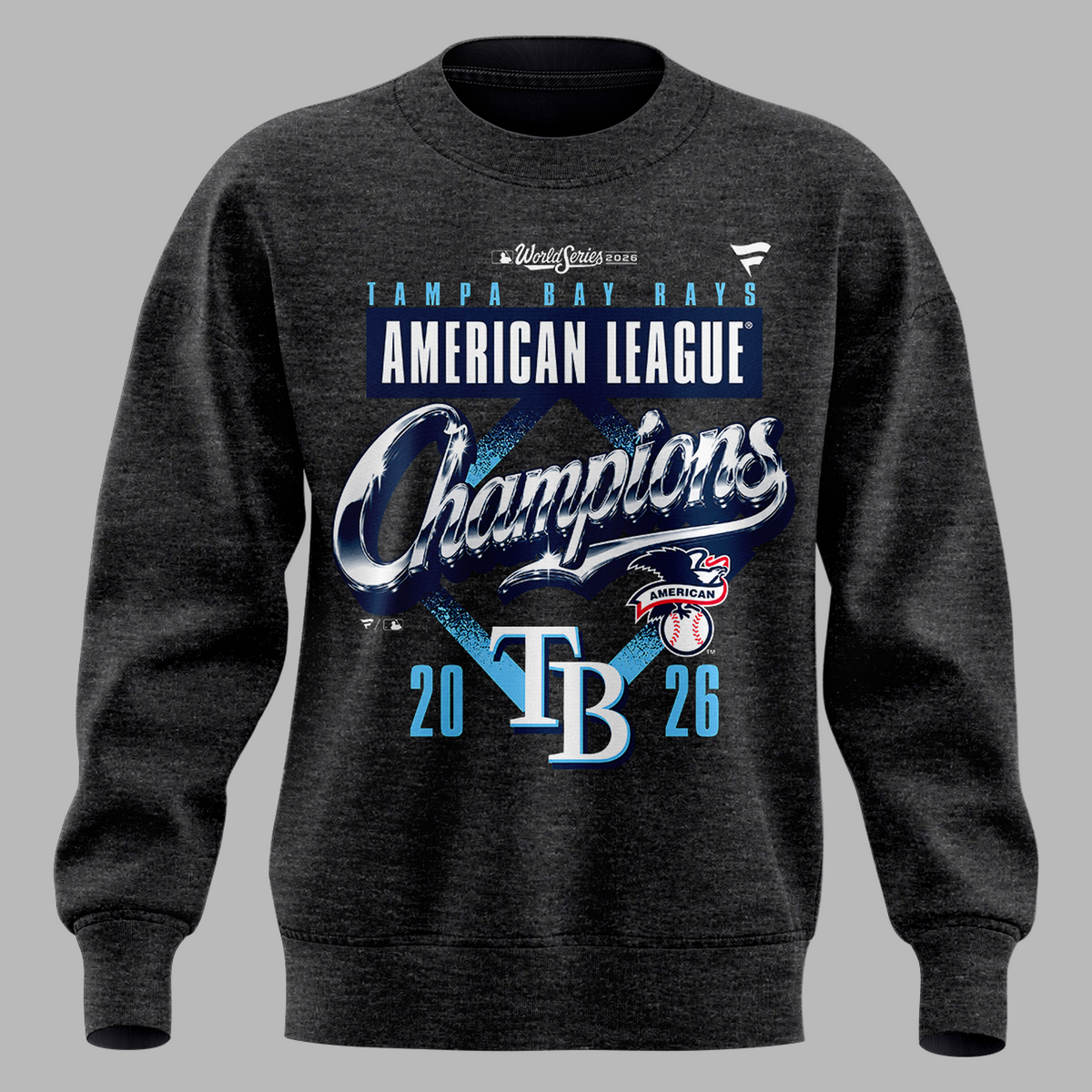 Tampa Bay Rays 2026 American League Champions Locker Room Sweatshirt - Heather Charcoal
