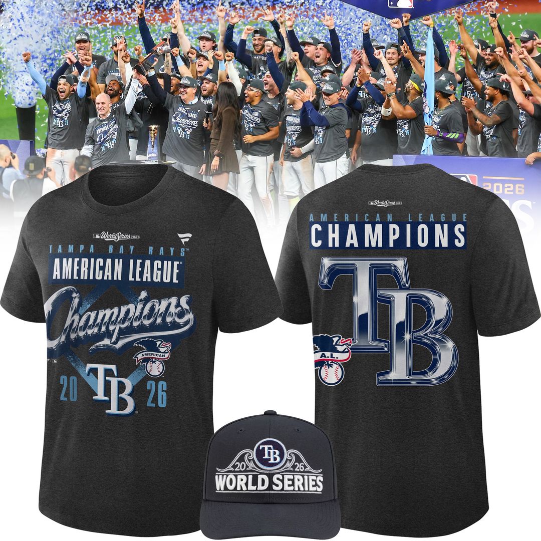 Tampa Bay Rays Fanatics 2026 American League Champions Locker Room Tee - Heather Charcoal