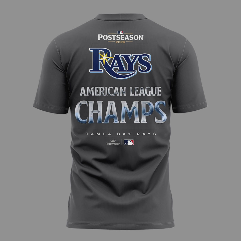 01. Tampa Bay Rays 2026 American League Champions Locker Room T-Shirt - Heather Charcoal