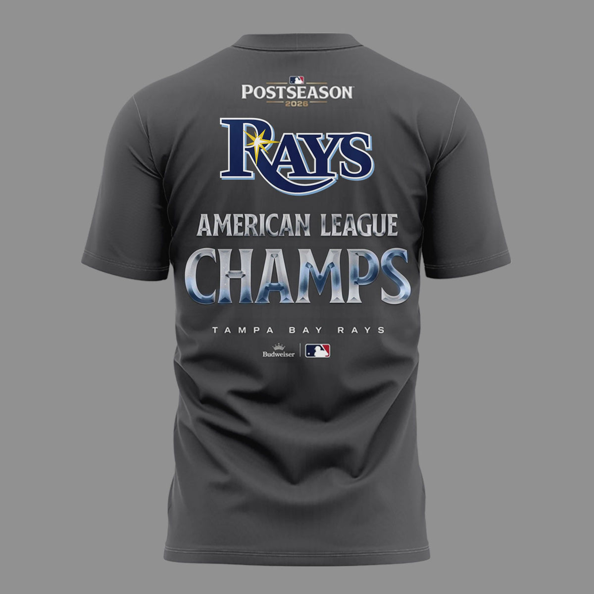 01. Tampa Bay Rays 2026 American League Champions Locker Room T-Shirt - Heather Charcoal