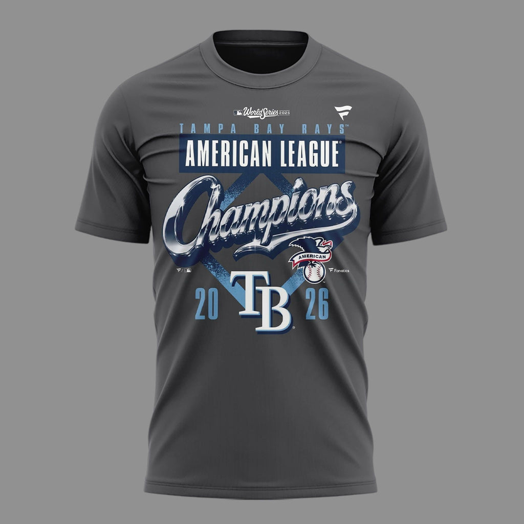 01. Tampa Bay Rays 2026 American League Champions Locker Room T-Shirt - Heather Charcoal