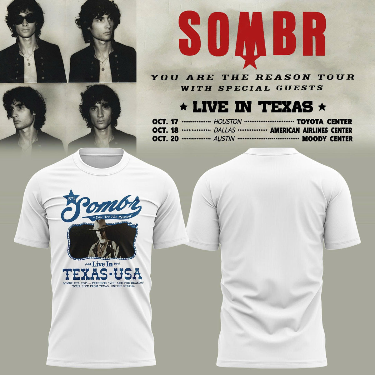 Sombr 2026 You Are The Reason in Texas Official Tee