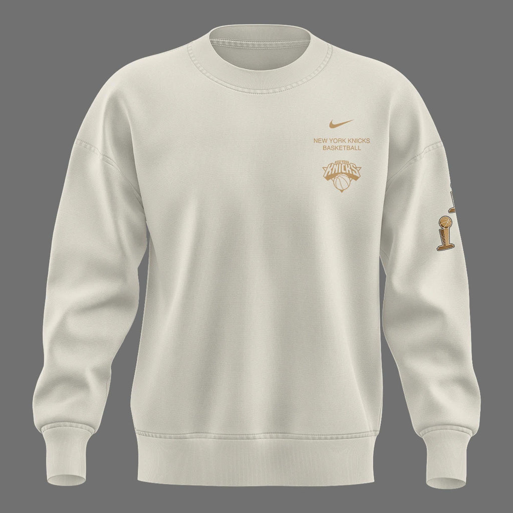Limited edition New York Knicks 2026 NBA Finals Champions Standard Issue Full-Sweatshirt Team Signatures Print - Cream